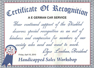 We support The Disabled & Handicapped Sales Workshop and our community.
